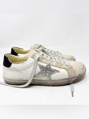 FINDLAY WHITE TAN SYNTHETIC SNEAKERS WITH GLITTER STAR SZ 9